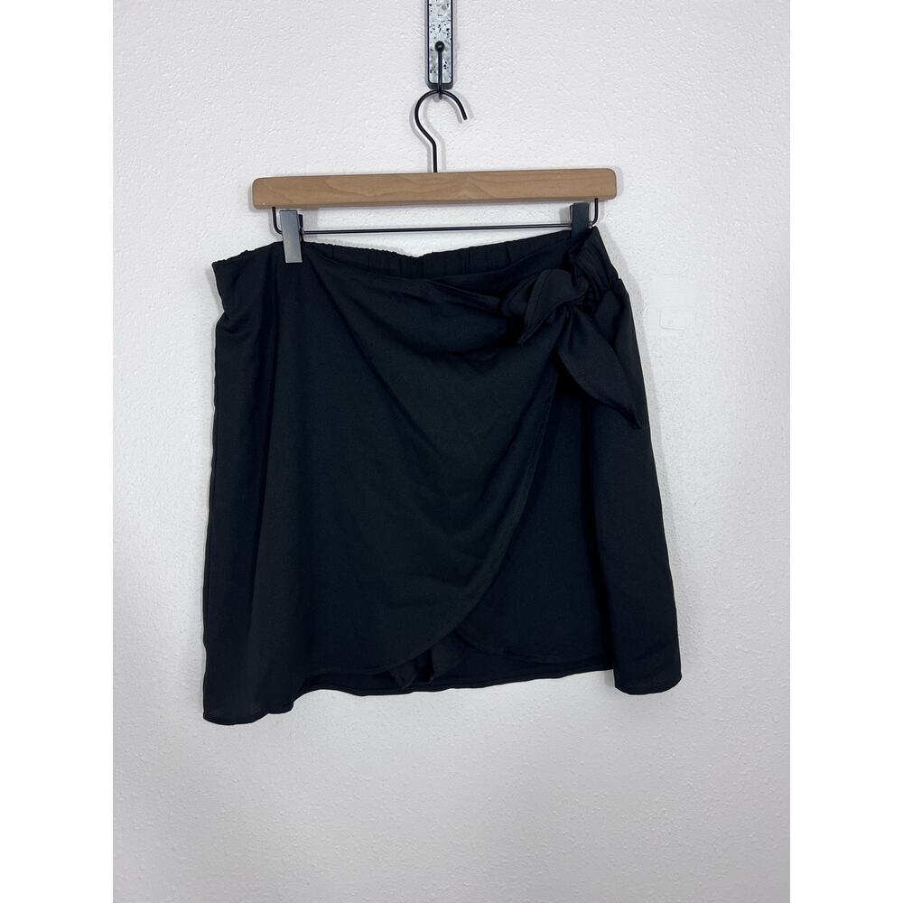 DR2 Black Faux Wrap Skort XL Dressy Mini w/ Built In Shorts NWT